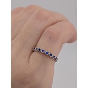 New 925 Sterling Silver BLUE SAPPHIRE BAND RING SIZE 5